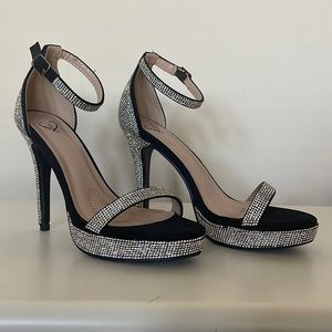 Black & Silver Rhinestone Studded Heels